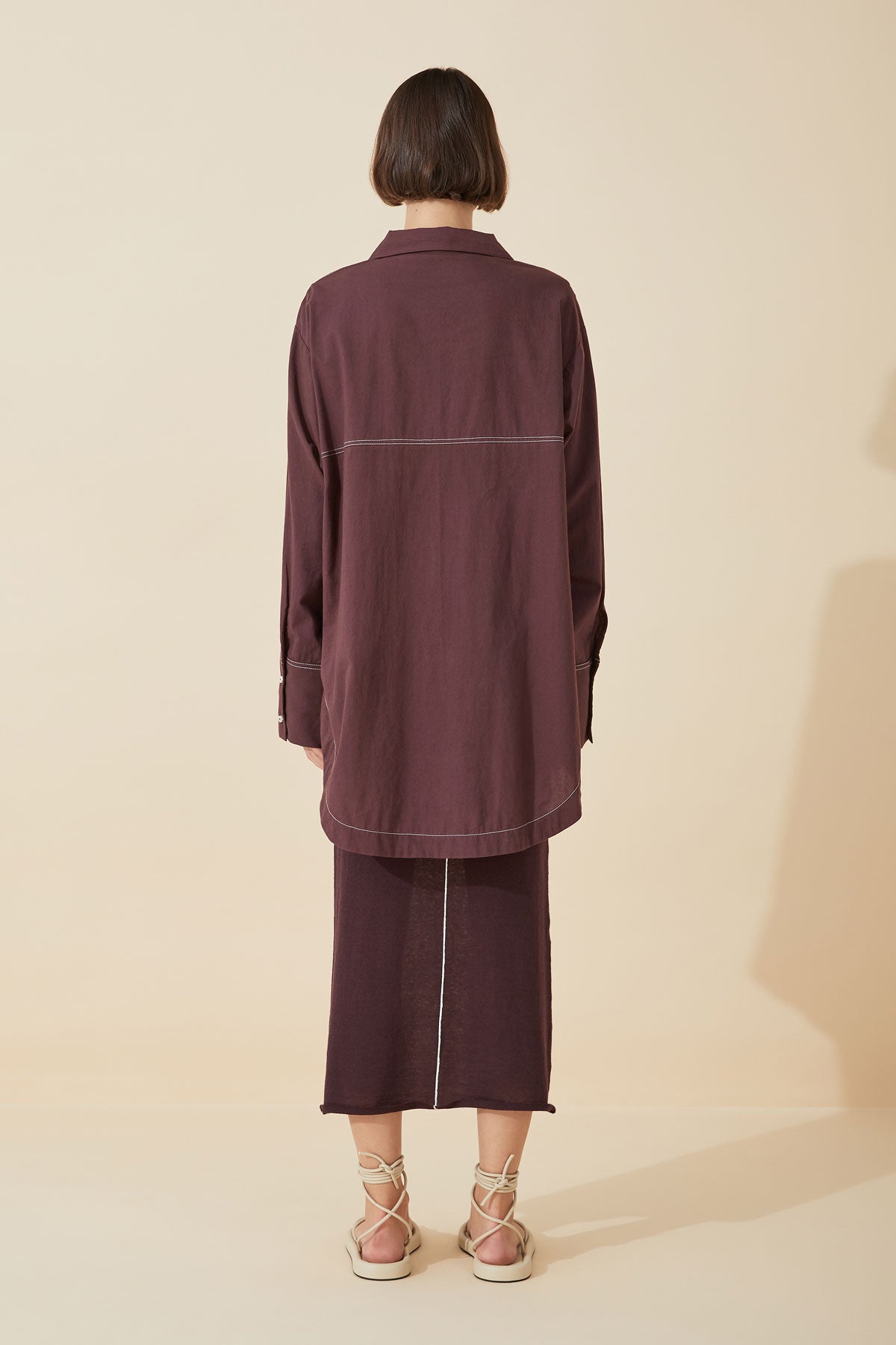 Plum Sheer Contrast Knit Skirt