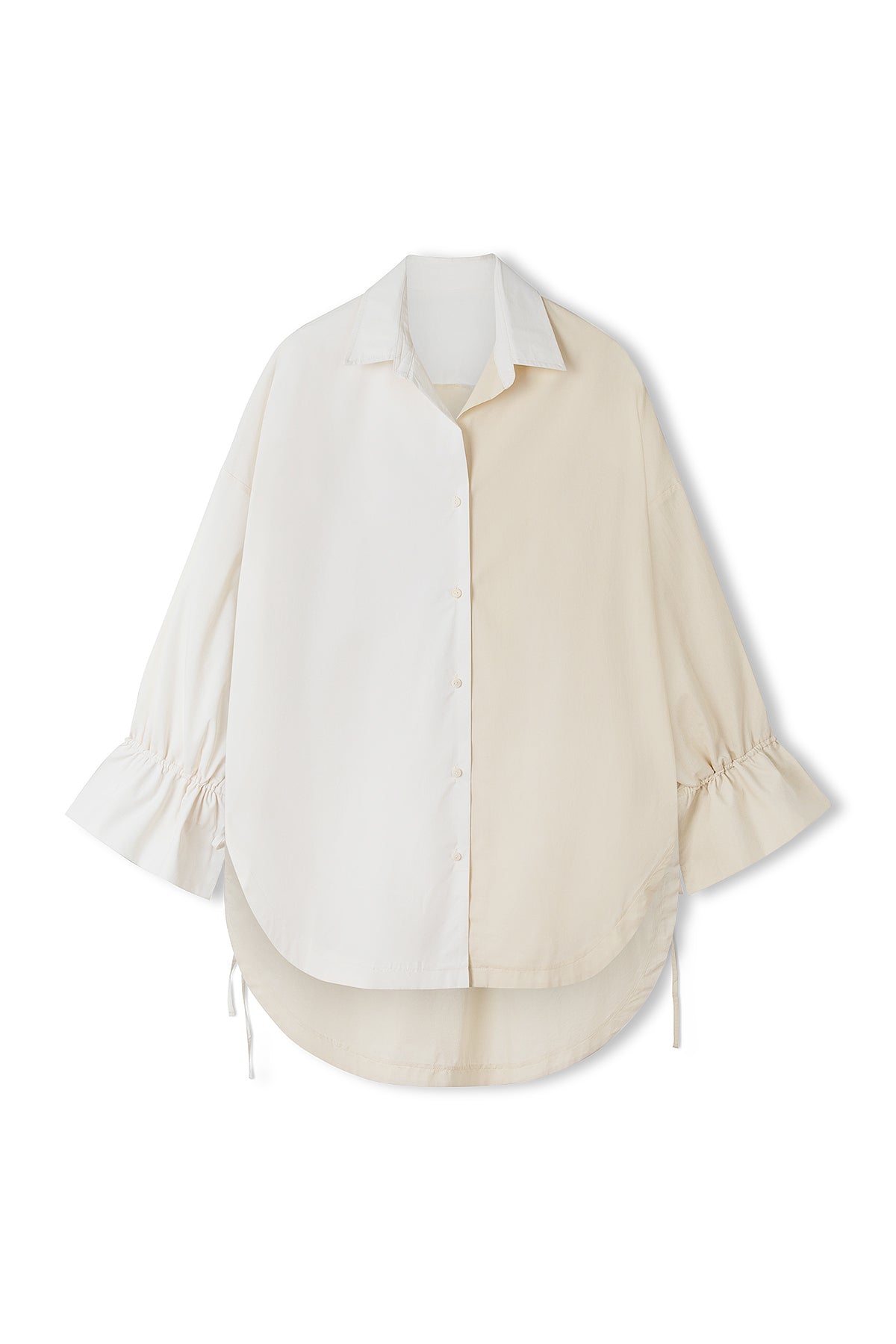 Stone Two-Tone Cotton Blend Drawcord Shirt