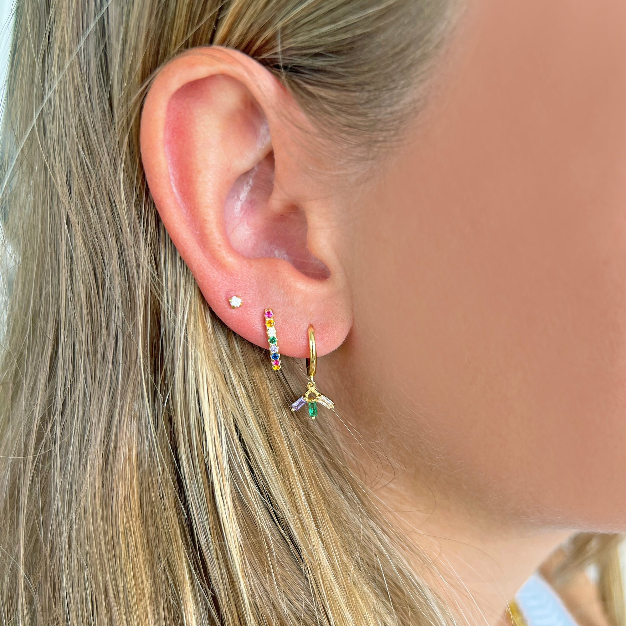 Phoebe Huggie Earrings Multi