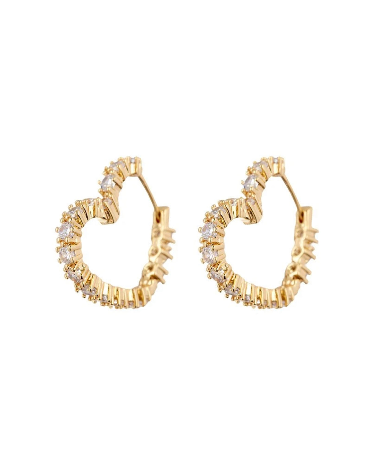 Diamond Heart Bijoux Hoops - Gold